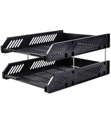 Лоток горизонтальный DELI, 2-х рядный, пластик, черный