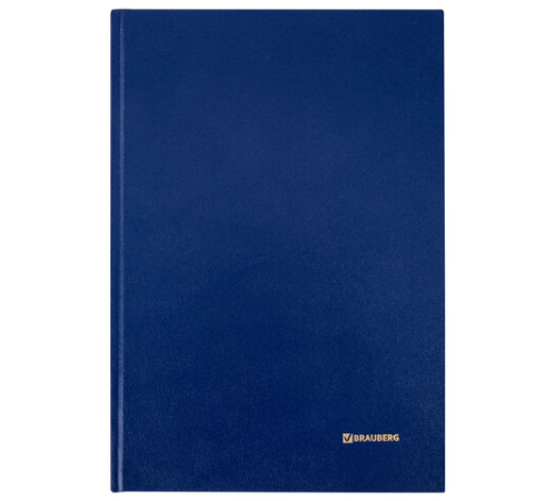 Книга учета BRAUBERG А4, 96 л., в клетку, 200х290мм, твердая обложка, блок офсет, синяя