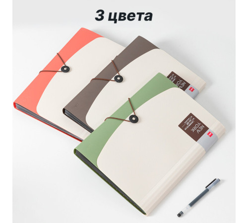 Папка-портфель DELI, А4, 13 отделений, 0,65 мм, ассорти