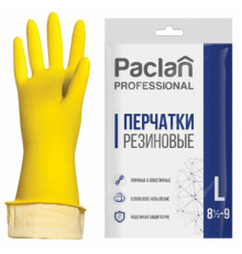 Перчатки латексные PACLAN Professional, х/б напыление, плотные, желтые, размер L