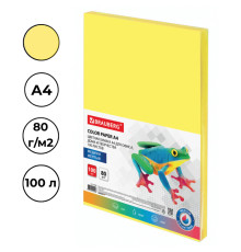 Бумага цветная BRAUBERG Medium, А4, 80 г/кв.м., 100 л., желтая