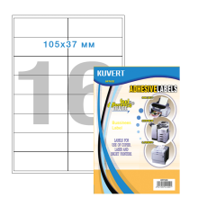 Этикетки самоклеящиеся KUVERT, А4, 105 х 37 мм., 16 шт/лист, 100 л.