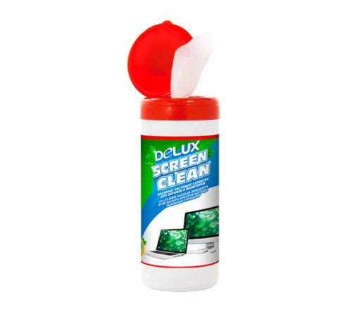 Салфетки чистящие для экранов и мониторов Delux Screen Clean 100 шт в тубе