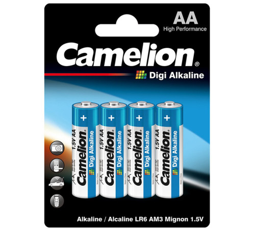 Батарейка CAMELION Digi Alkaline, AA, 1.5V, 4 шт в блистере