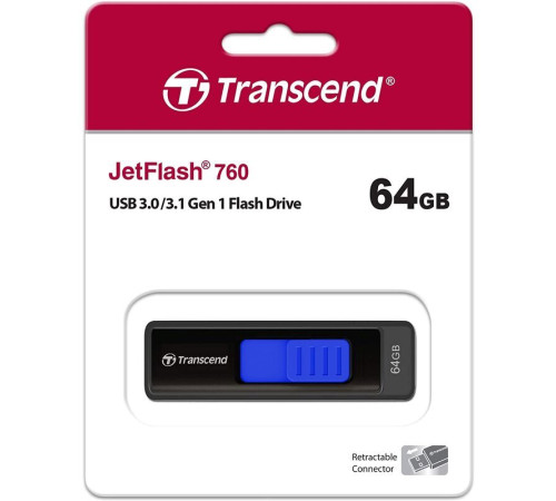 Флеш-память USB Transcend 64GB 3.0, черный