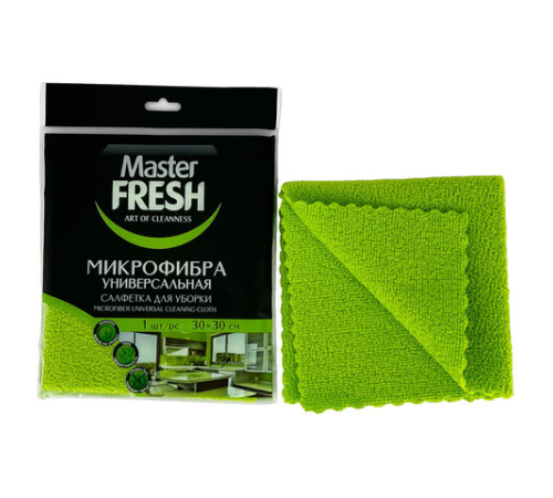 Салфетка из микрофибры Master FRESH, универсальная, 30x30 см, зеленая