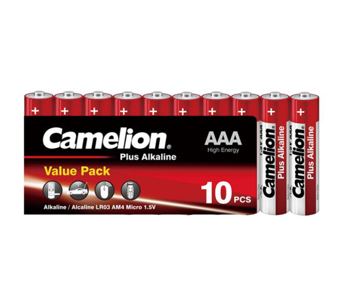 Батарейка CAMELION Plus Alkaline, AAA, 1.5V, 10 шт в плёнке