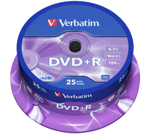 Диск DVD+R Verbatim 4.7GB, 25штук