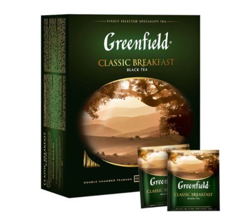 Чай Greenfield Classic Breakfast черный байховый, 100 пакетиков
