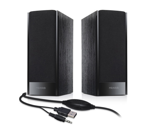 Колонки Microlab B56 (USB) 2.0, 3Вт (1.5Вт*2), питание USB, проводной пульт, деревянный корпус