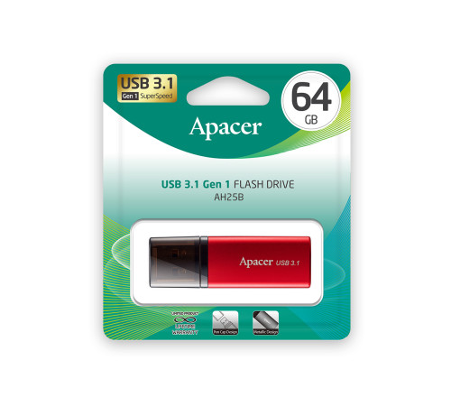 Флеш-память USB Apacer 64GB AH25B, красный