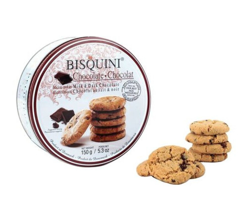 Печенье Bisquini с кусочками молочного и темного шоколада, 150 гр.