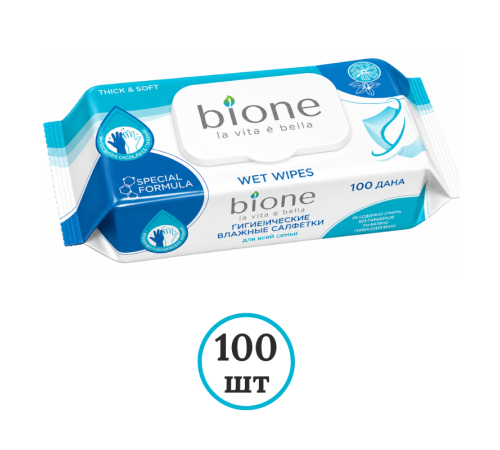 Салфетки влажные Bione, 100 шт