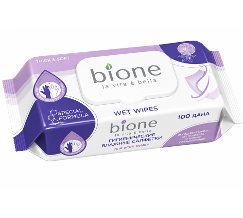 Салфетки влажные Bione, 100 шт