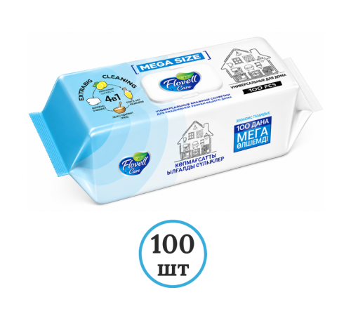 Салфетки влажные Flovell Care, для очистки поверхностей, 100 шт