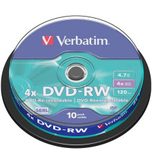 Диск DVD-RW Verbatim 4X 4.7 GB (10 штук в упаковке)