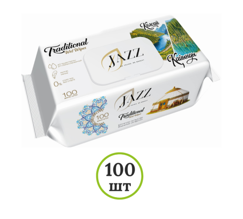 Салфетки влажные Jazz Premium Traditional, Кольсай-Кайынды, 100 шт