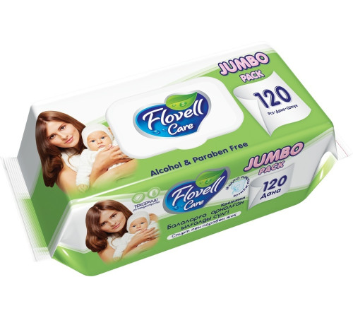 Салфетки влажные Flovell Care Classic Jumbo Pack, 120 шт