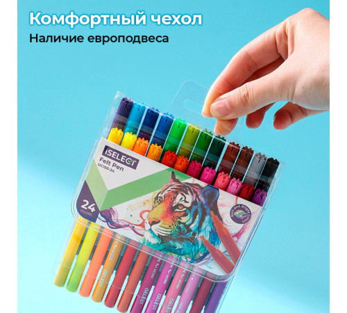 Фломастеры i Select, 24 цвета, PVC упаковка, европодвес