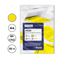 Бумага цветная OfficeSpace Neon, А4, 80 г/кв.м., 50 л., желтая