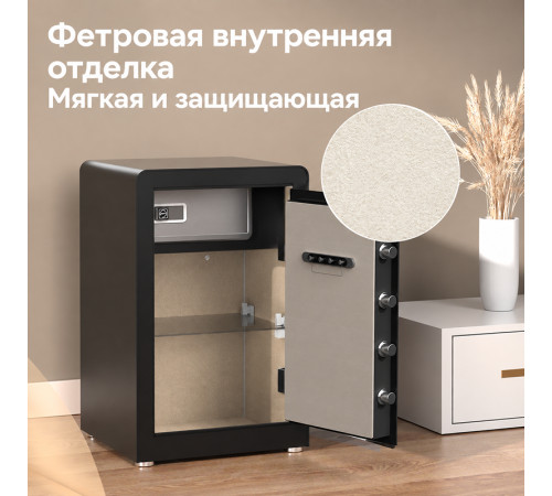 Сейф LockSworth биометрический + электронный замок + ключ, 600х380х360 мм, 26 кг, черный