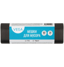 Мешки для мусора Vega ПНД, 60 литров, 6 мкм, 20 штук в рулоне