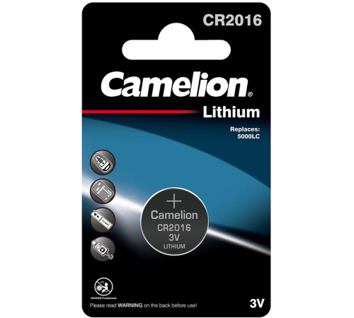 Батарейка CAMELION CR2016-BP1, 3V 1шт/блистере