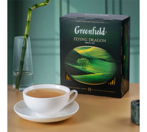 Чай Greenfield Flying Dragon китайский зеленый, 100 пакетиков
