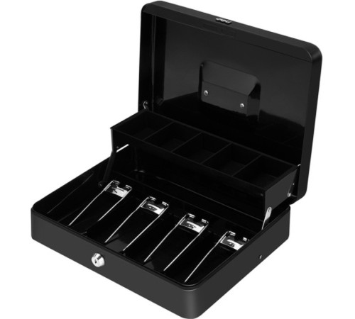 Ящик для денег DELI, 90х300х240 мм, 2 кг, сталь, черный