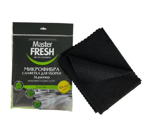 Тряпка-салфетка для пола Master FRESH, 50х60 см, микрофибра, черная