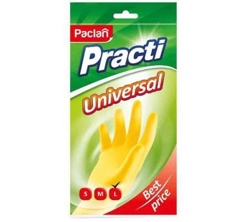 Перчатки резиновые Paclan Practic, Universal, желтые, L