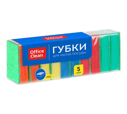 Губки для мытья посуды OfficeClean, поролон с абразивным слоем, 80х53х26 мм, 10 штук
