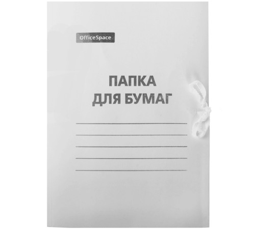 Папка с завязками OfficeSpace, А4 формат, мелованный картон, 300 гр, белая
