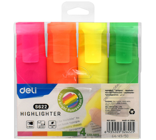 Набор текстовыделителей DELI 1-5 мм, 4 цвета