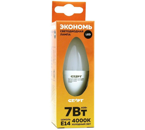 Лампа светодиодная СТАРТ ECO LED Candle E14, 7W 30, теплый свет