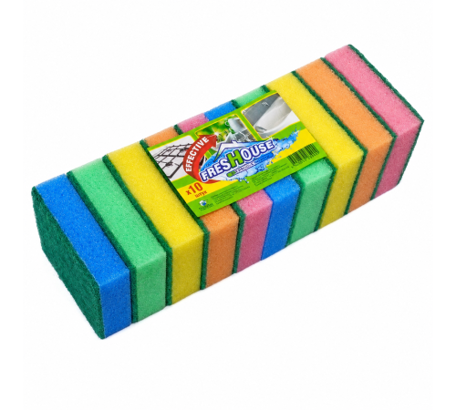 Губка для мытья посуды FRESHOUSE EFFECTIVE Mega, 10 штук