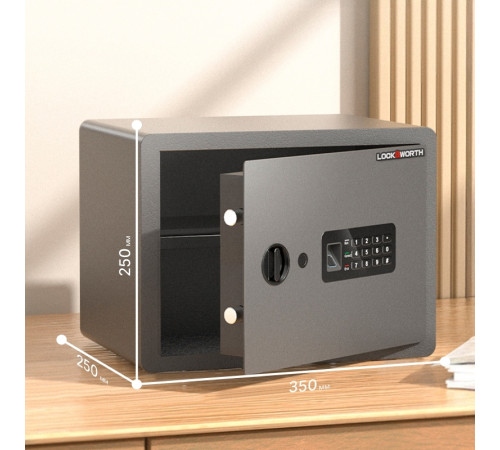 Сейф LockSworth биометрический + электронный замок + ключ, 250х360х250 мм, 7,6 кг, черный