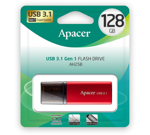 Флеш-память USB Apacer AH25B, 128GB, красный