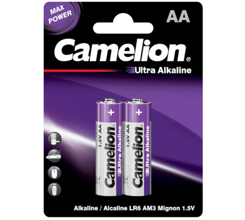 Батарейка CAMELION Ultra Alkaline, AA, 1.5V, 2 шт в блистере