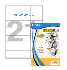 Этикетки самоклеящиеся KUVERT, А4, 70 х 42,4 мм., 21 шт/лист, 100 л.