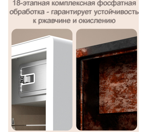 Сейф LockSworth биометрический + электронный замок + ключ, 450х380х320 мм, 20,7 кг, белый