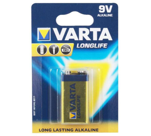 Батарейка VARTA "Longlife" 9V крона (1 шт/упак) Батарейка VARTA "Longlife" 9V крона (1 шт/упак)