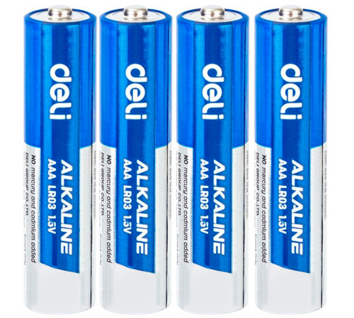 Батарейки DELI Alkaline, LR03, 1.5V, AAA, 4 шт/упак Батарейки DELI Alkaline, LR03, 1.5V, AAA, 4 шт/упак