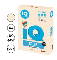 Бумага цветная IQ Color, А4, 80 г/кв.м., 500 л., кремовый CR20