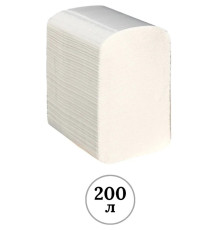 Бумага туалетная листовая Z-сложение 7x10 см, 2-х слойная, 200 листов