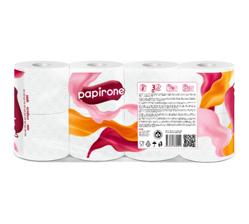 Бумага туалетная “Papirone Premium”, 3-слойная, 12 рулонов в упаковке
