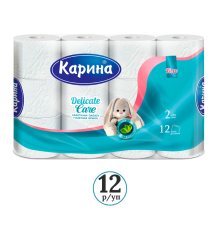Бумага туалетная "Delicate Care", 2-х слойная, 12 рулонов в упаковке