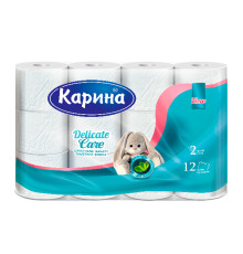 Бумага туалетная "Delicate Care", 2-х слойная, 12 рулонов в упаковке
