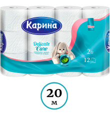 Бумага туалетная "Delicate Care", 2-х слойная, 12 рулонов в упаковке