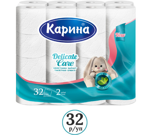 Бумага туалетная "Delicate Care", 2-х слойная, 32 рулона в упаковке